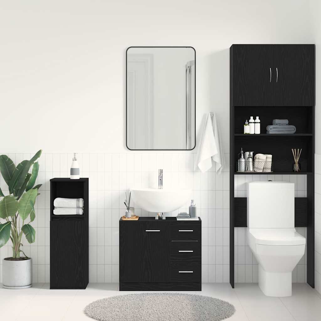 Mobile Lavabo Rovere Nero 63x30x54 Cm In Legno Multistrato - Image 2