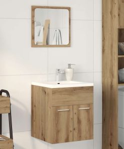 Set Mobili Da Bagno 2 Pz Rovere Artigianale Legno Multistrato