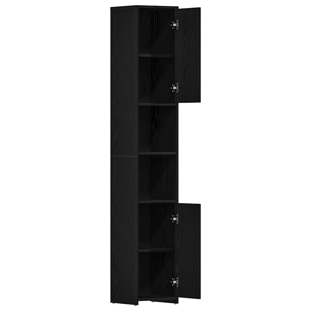 Mobile Da Bagno Rovere Nero 30x30x183,5 Cm In Truciolato