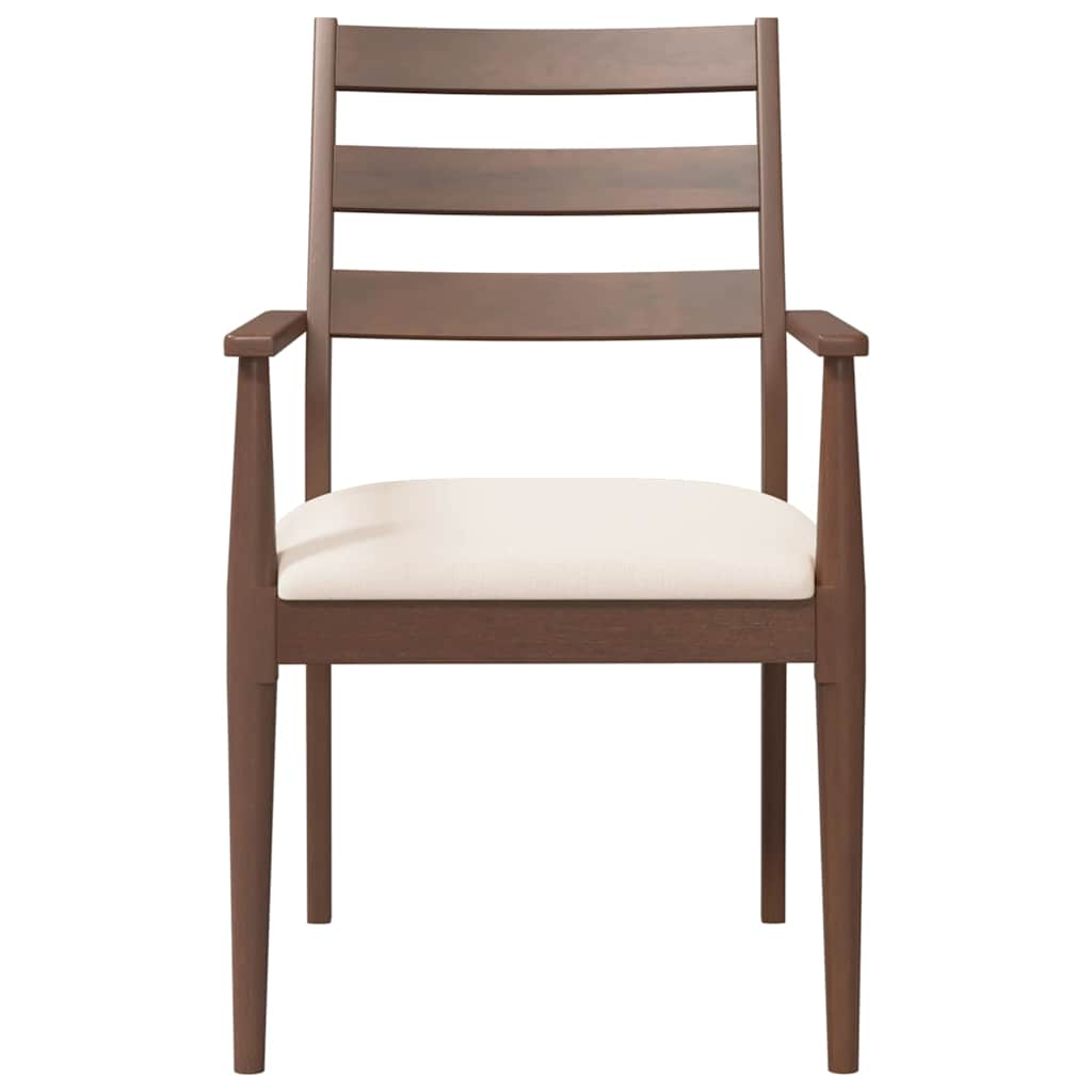 Sedie Da Pranzo Con Cuscini 2pz Marrone Legno Massello Di Hevea