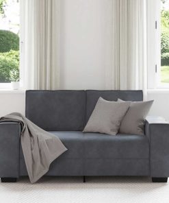 Divano A 2 Posti Grigio Scuro 120 Cm In Velluto