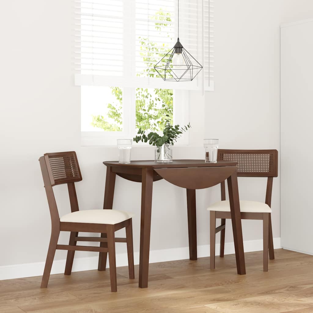 Sedie Da Pranzo Con Cuscini 2pz Marrone Legno Massello Di Hevea