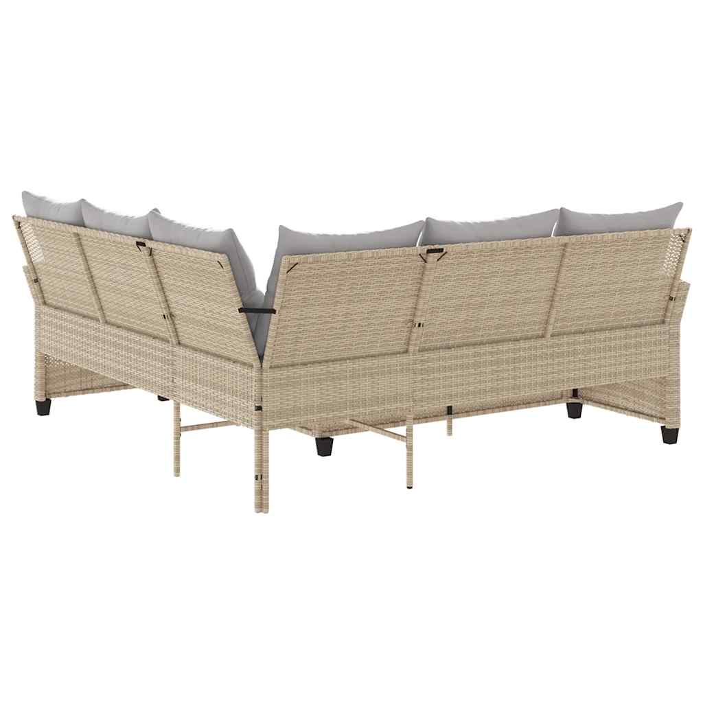 Divano A Forma Di L Con Cuscini In Polyrattan Beige