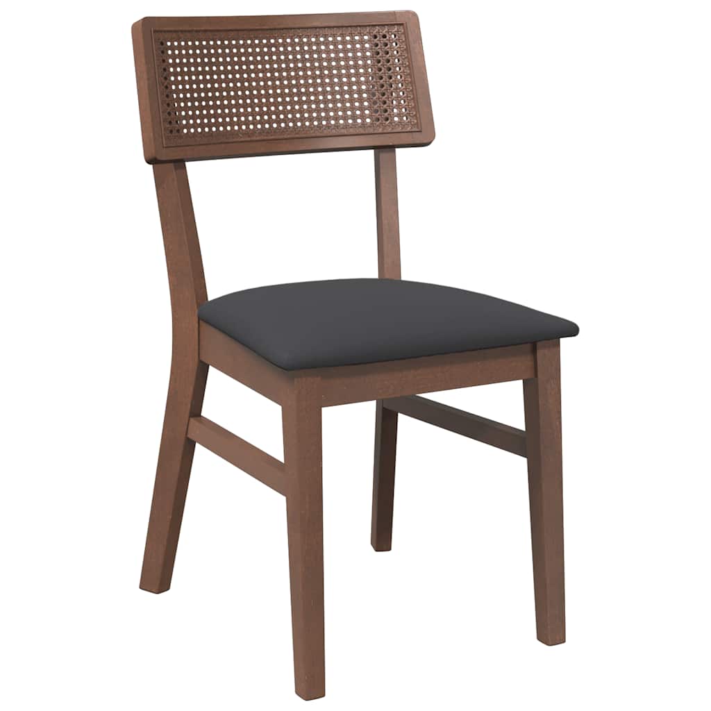 Sedie Da Pranzo Con Cuscini 2pz Marrone Legno Massello Di Hevea