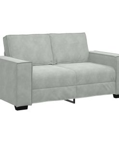 Divano A 2 Posti Grigio Chiaro 120 Cm In Velluto