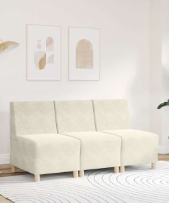 Divano Componibile Senza Braccioli Crema 55 Cm Velluto