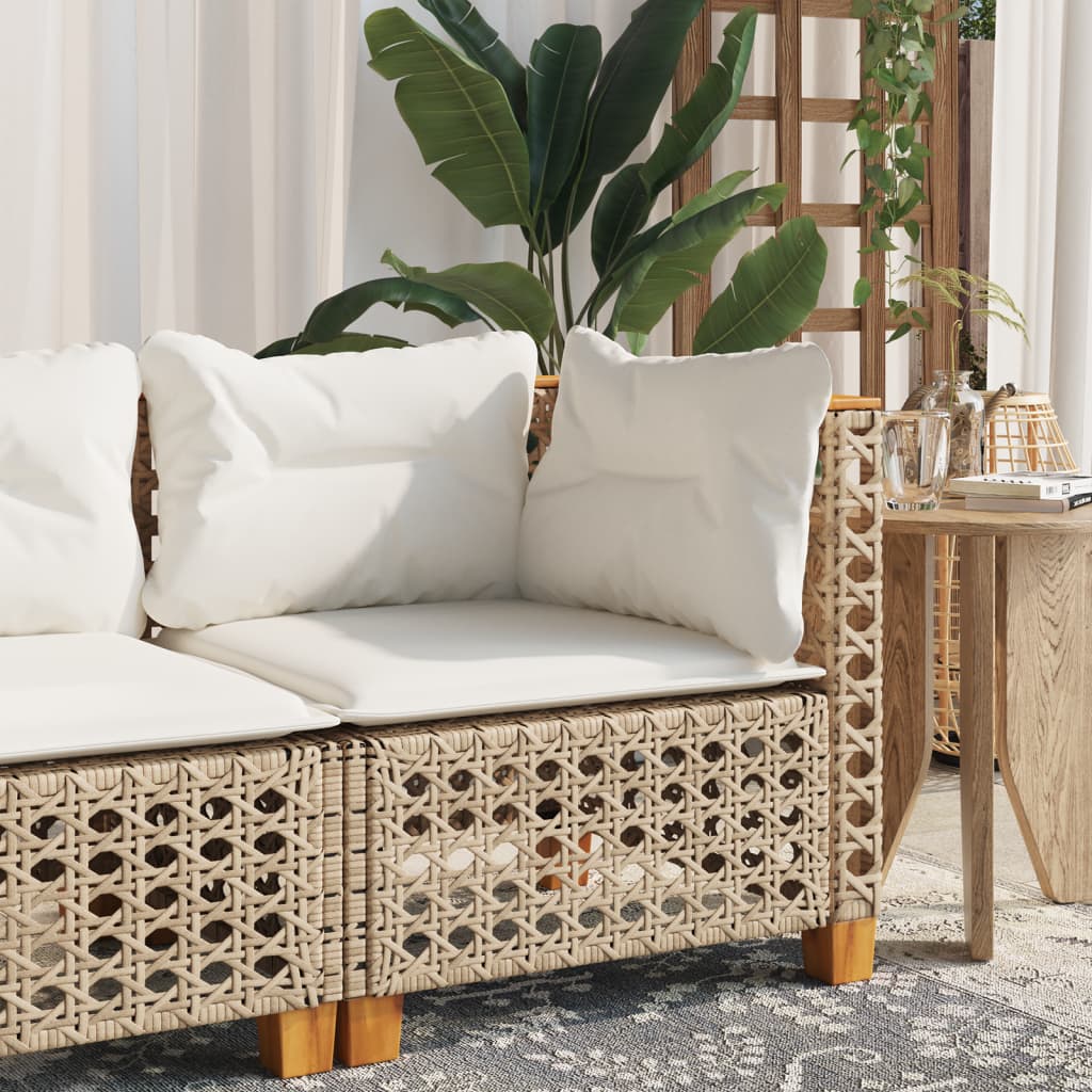 Divano Angolare Da Giardino Con Cuscini Beige In Polyrattan