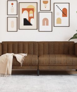 Divano A 2 Posti Marrone In Similpelle Scamosciata