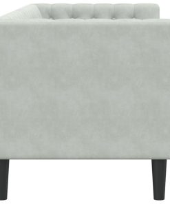 Divano Chesterfield Con Rinforzi 3 Posti Grigio Chiaro Velluto