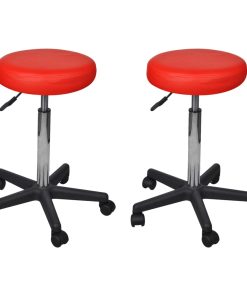 Sgabelli Da Ufficio 2 Pz Rossi 35,5x84 Cm In Similpelle