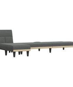 Divano Letto A L Grigio Scuro 255x140x70 Cm In Tessuto