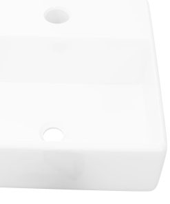 Lavandino Bagno In Ceramica Bianca Quadrato Con Foro Rubinetto