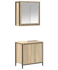 Set Mobili Da Bagno 2 Pz Rovere Sonoma In Legno Multistrato