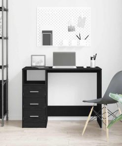 Scrivania Cassetti Rovere Nero 102x50x76 Cm Legno Multistrato