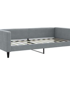 Divano Letto Estraibile Cassetti Grigio Chiaro 90x190cm Tessuto