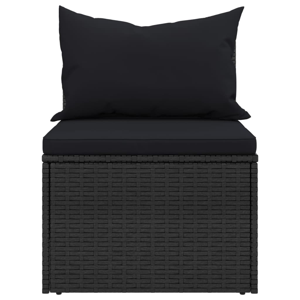 Divani Centrali Da Giardino Con Cuscini 2pz In Polyrattan Nero