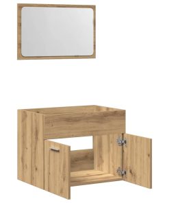 Set Mobili Da Bagno 2 Pz Rovere Artigianale Legno Multistrato