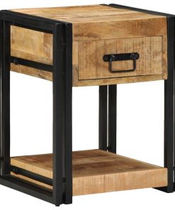 Comodini 2 Pz 40x40x50 Cm In Legno Massello Di Mango Grezzo