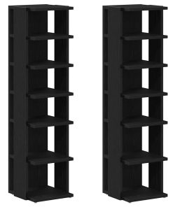 Scarpiere 2 Pz Rovere Nero 25x27x102 Cm In Legno Multistrato