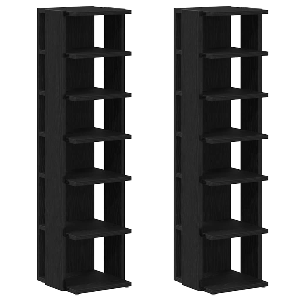 Scarpiere 2 Pz Rovere Nero 25x27x102 Cm In Legno Multistrato
