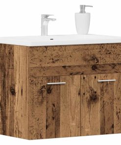 Mobile Lavabo Bagno Legno Antico 60x38,5x46 Cm In Truciolato
