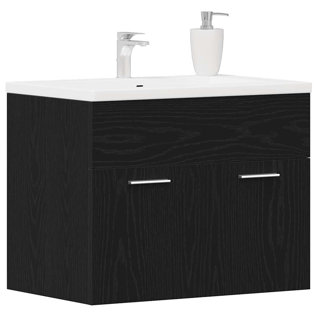 Mobile Lavabo Da Bagno Rovere Nero 60x38,5x46 Cm In Truciolato