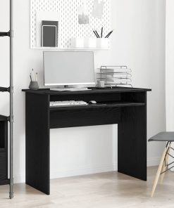 Scrivania Rovere Nero 90x50x74 Cm In Legno Multistrato