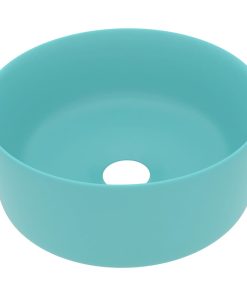 Lavandino Lusso Rotondo Verde Chiaro Opaco 40x15 Cm In Ceramica