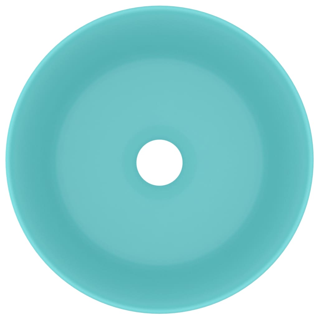 Lavandino Lusso Rotondo Verde Chiaro Opaco 40x15 Cm In Ceramica - Image 2