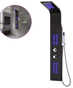 Pannello Doccia In Alluminio 20x44x130 Cm Nero