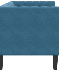 Divano Chesterfield Con Rinforzi 3 Posti Blu In Velluto