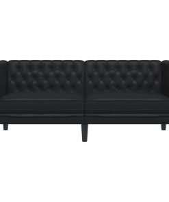 Divano Chesterfield Nero In Similpelle