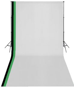 Kit Studio Foto Con 3 Fondali In Cotone Telaio Regolabile 3x6 M