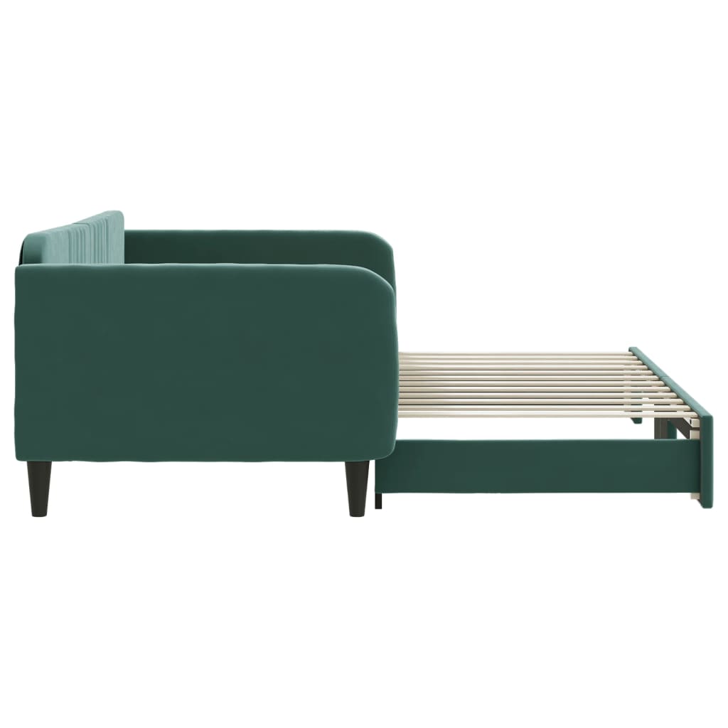 Divano Letto Con Letto Estraibile Verde Scuro 100x200cm Velluto - Image 2