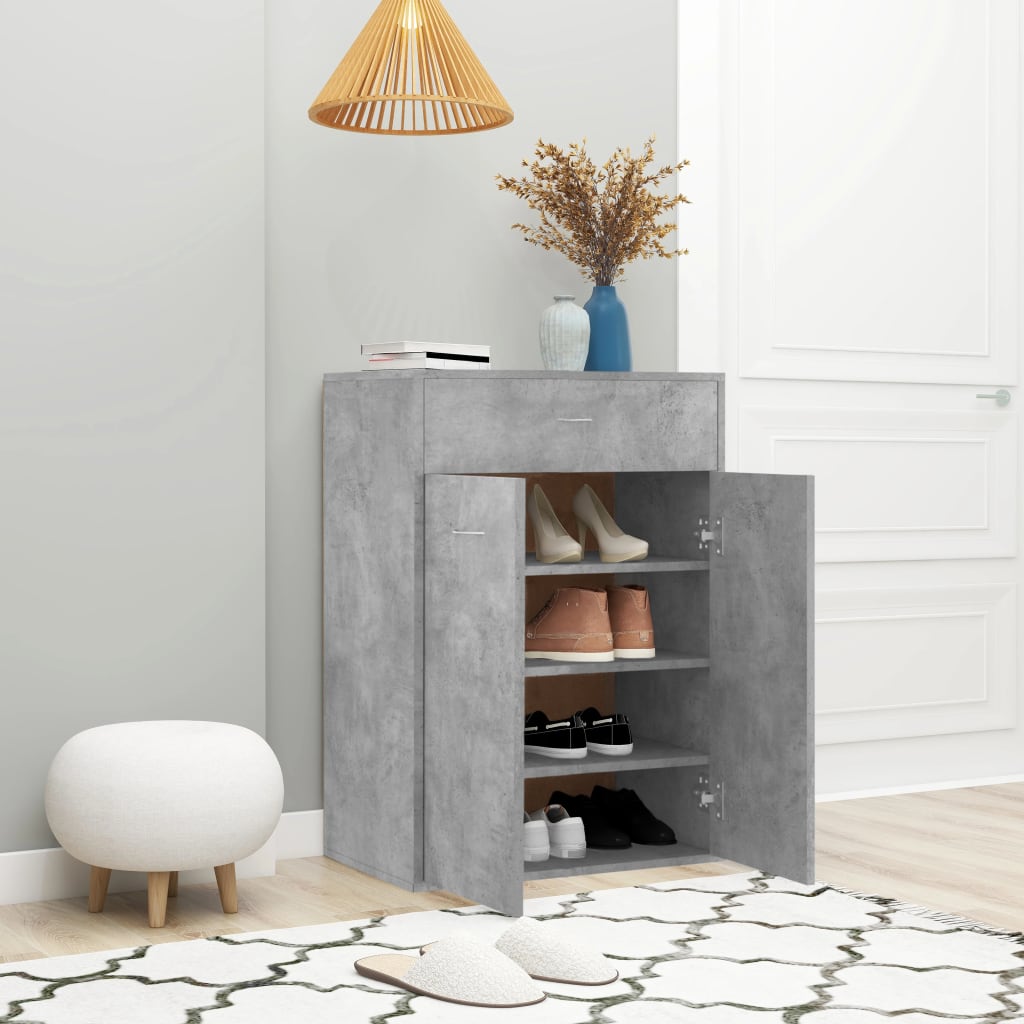 Scarpiera Grigio Cemento 60x35x84 Cm In Legno Multistrato
