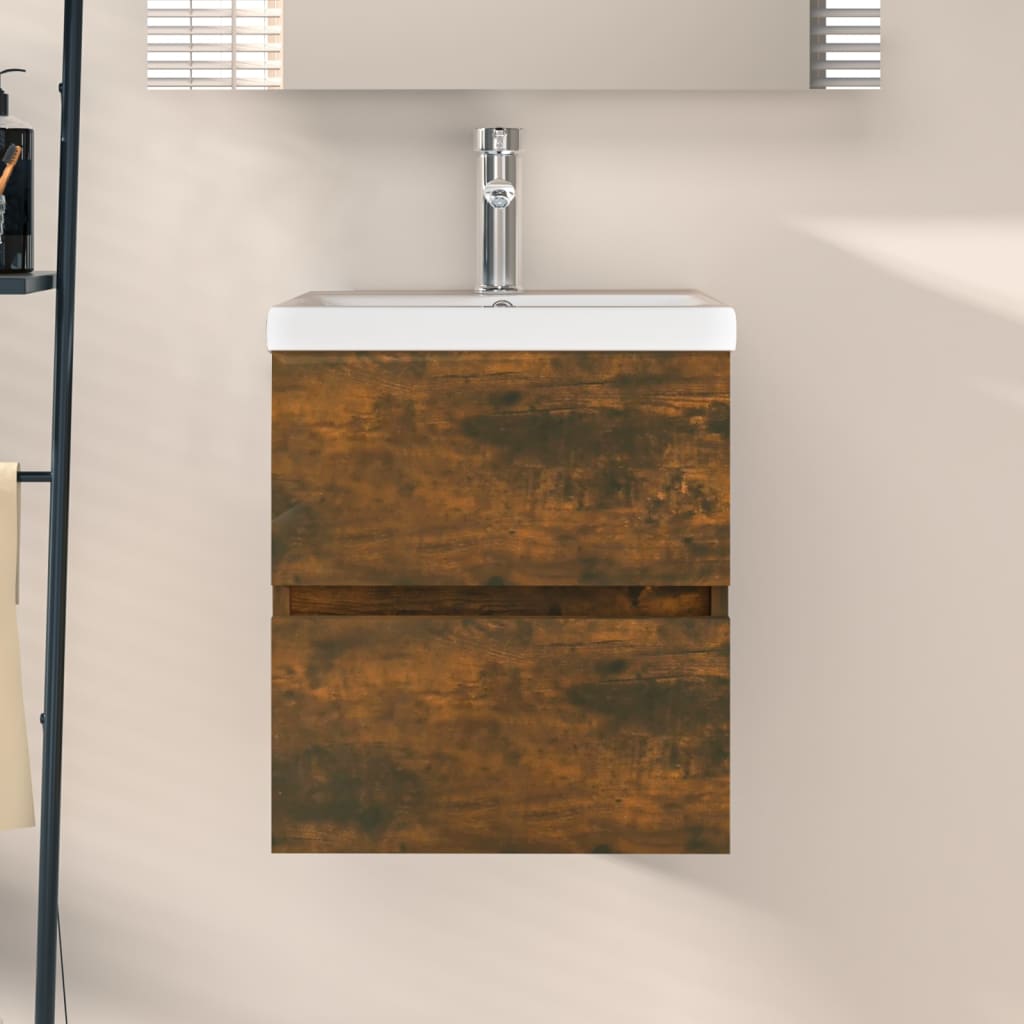 Mobile Lavabo Rovere Fumo 41x38,5x45 Cm In Legno Multistrato - Image 4