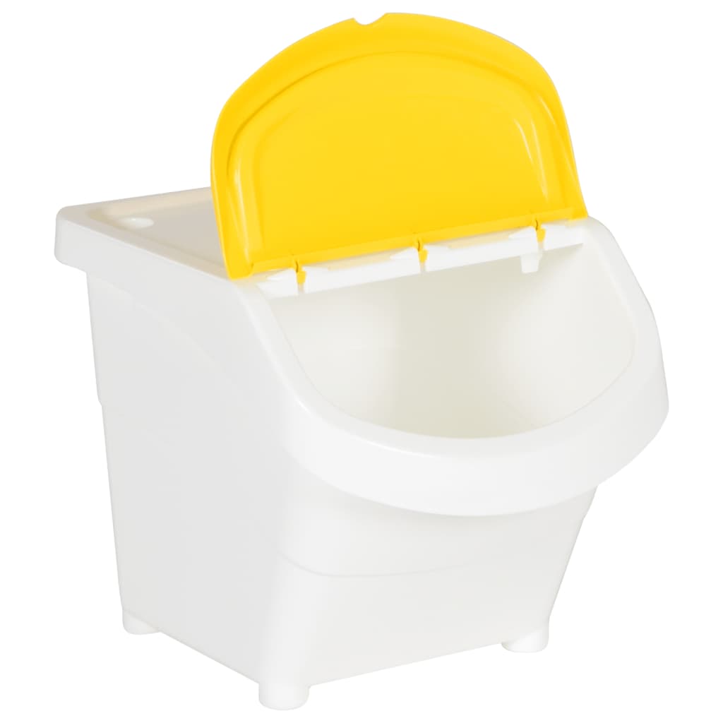Cestini Per Rifiuti Impilabili Con Coperchi 3pz Bianchi Pp 78 L