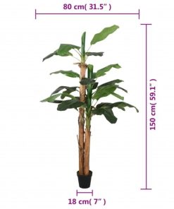 Albero Di Banano Artificiale 18 Foglie 150 Cm Verde