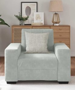 Divano Sedia Grigio Chiaro 60 Cm Velluto