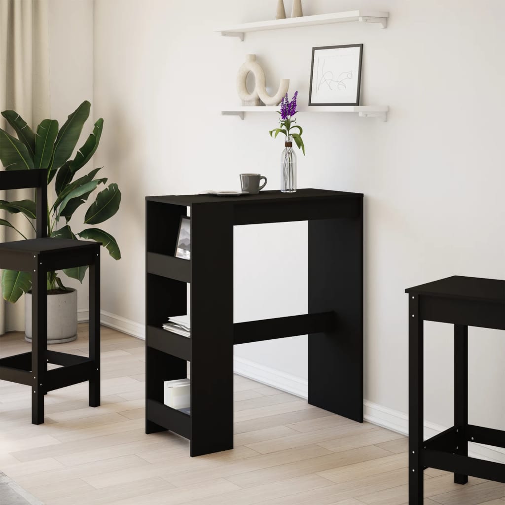 Tavolo Bar Con Rastrelliera Nero 90x40x103,5 Cm Multistrato