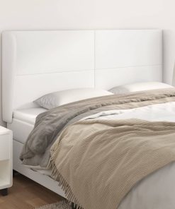 Testiera Ad Orecchio Bianca 163x23x118/128 Cm In Similpelle
