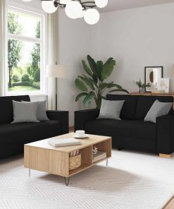 Set Di Divani 2 Pz Con Cuscini Nero In Tessuto