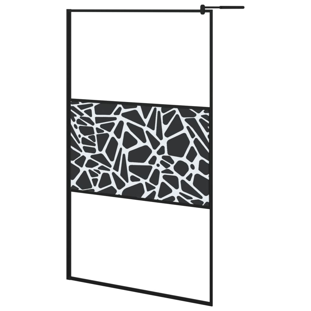 Parete Doccia Walk In 115x195 Cm Vetro Esg E Design Pietre Nero - Image 6