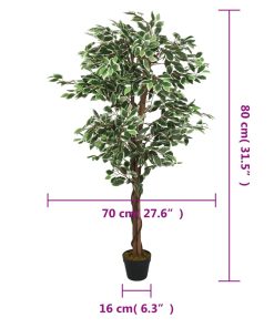 Albero Di Ficus Artificiale 378 Foglie 80 Cm Verde