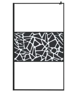 Parete Doccia Walk In 115x195 Cm Vetro Esg E Design Pietre Nero