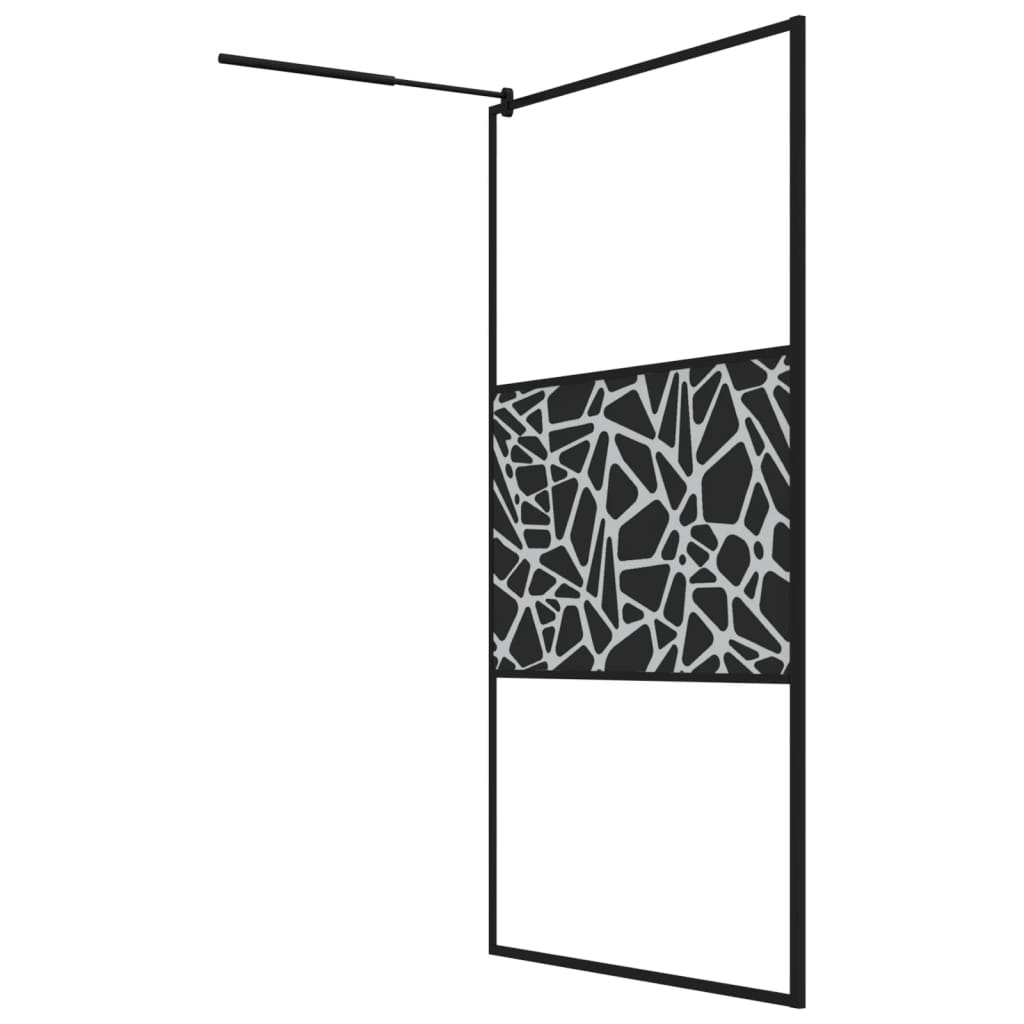 Parete Doccia Walk In 115x195 Cm Vetro Esg E Design Pietre Nero - Image 3