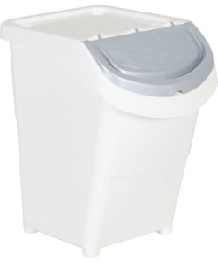 Cestini Per Rifiuti Impilabili Con Coperchi 3pz Bianchi Pp 120l