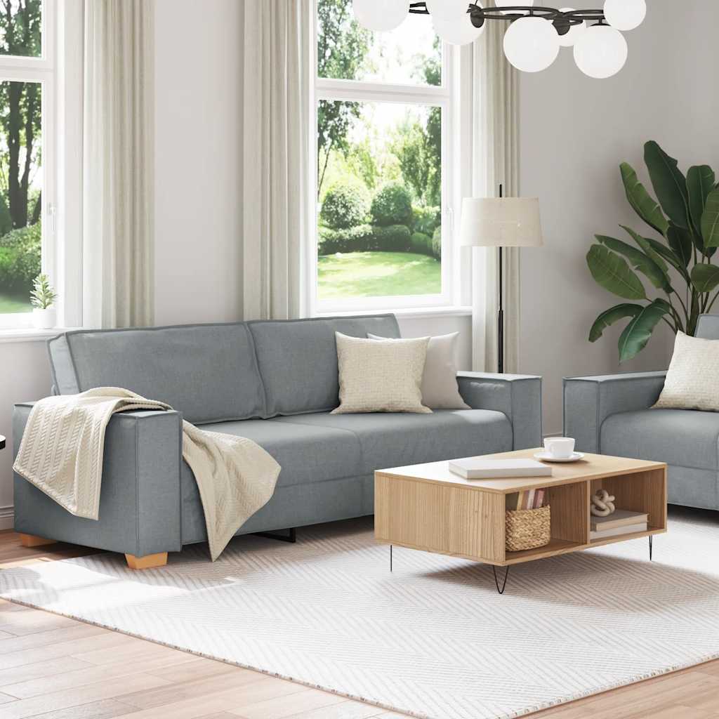 Set Di Divani 2 Pz Con Cuscini Grigio Chiaro In Tessuto - Image 2