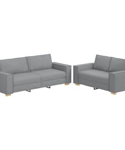 Set Di Divani 2 Pz Con Cuscini Grigio Chiaro In Tessuto