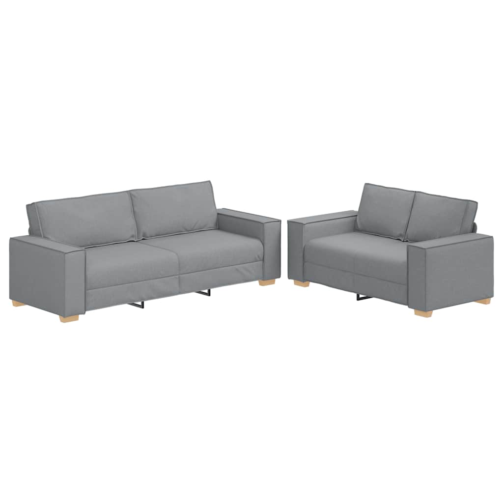Set Di Divani 2 Pz Con Cuscini Grigio Chiaro In Tessuto